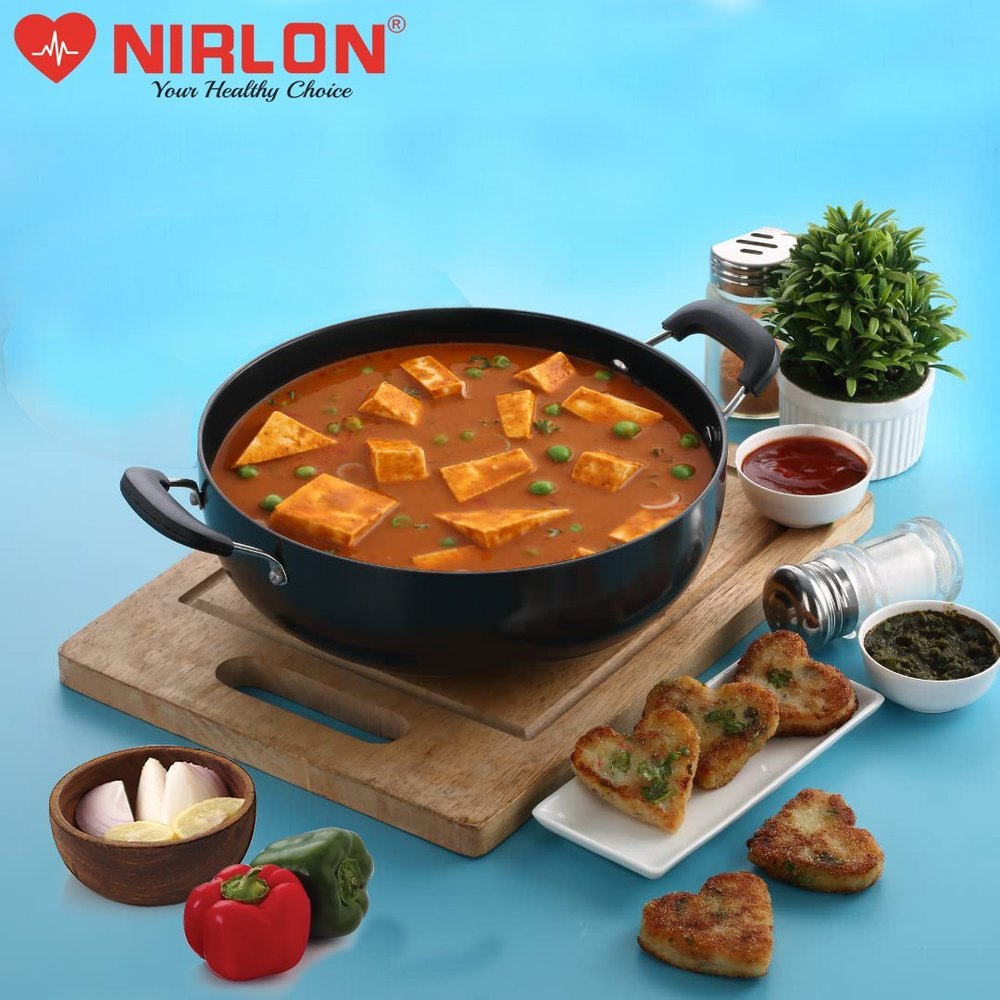 Aluminum Round Nirlon 24 cm 3L Hard Anodized Deep Kadhai