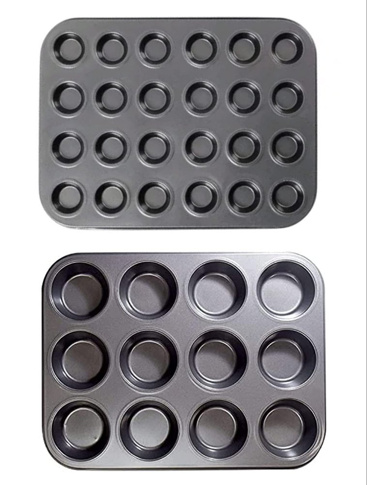 Non Stick Aluminium Black coating Aluminum Muffin Cupcake Tray, 350gm, Size: 6/12/24 Cavity