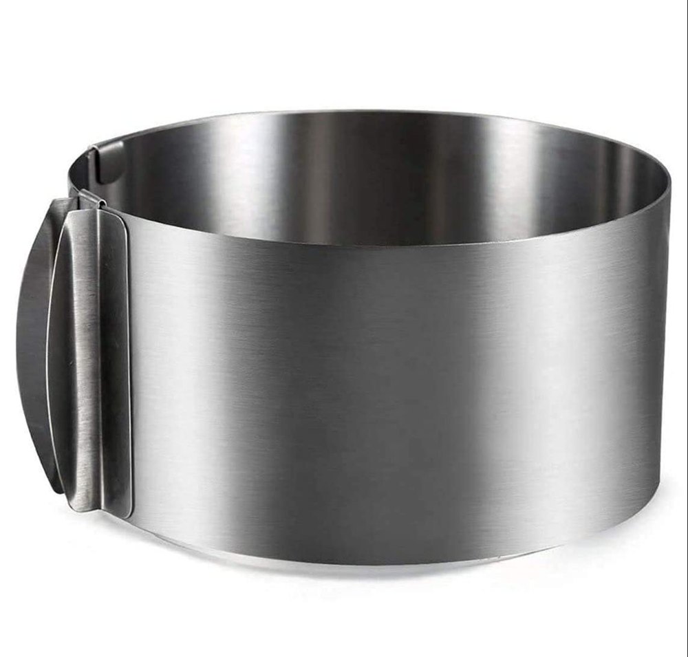 Silver Stainless Steel Adjustable Cake Ring, Inside Outside Finish: Glossy