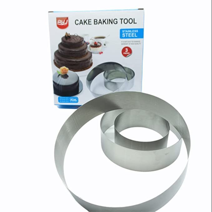 Silver Stainless Steel Round Cake Ring (Set Of 3)