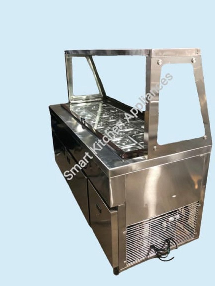 Stainless Steel Rectangular Pizza Makeline Refrigerator, For Commercial Use