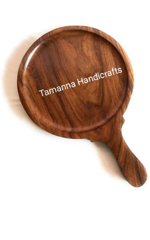 Tamanna Handicrafts Wood Pizza Plate Sheesham Brown, Plate Diameter: 10 inch)