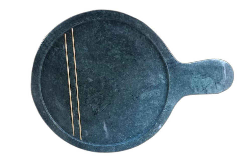 Grey Round Green Marble pizza platter, For Kitchen
