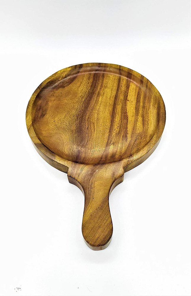 Wooden Handamde Round Pizza Tray - 10 Inch, For Hotel