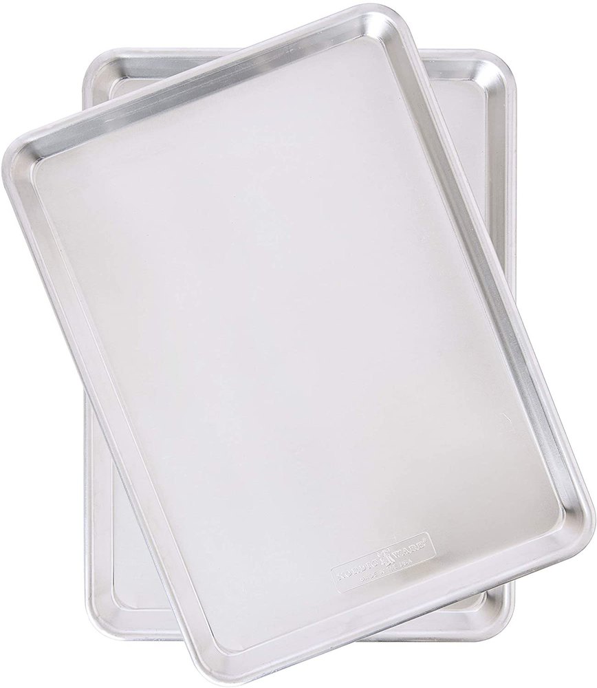 Aluminum Commercial Baker\'\'s Half Sheet (2 Pack), Silver