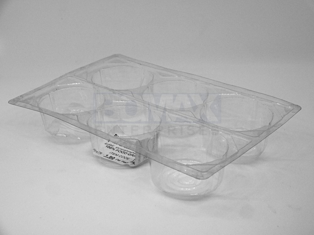 Rectangular Transparent PVC Cupcake Blister Tray Thickness: 250 Microns