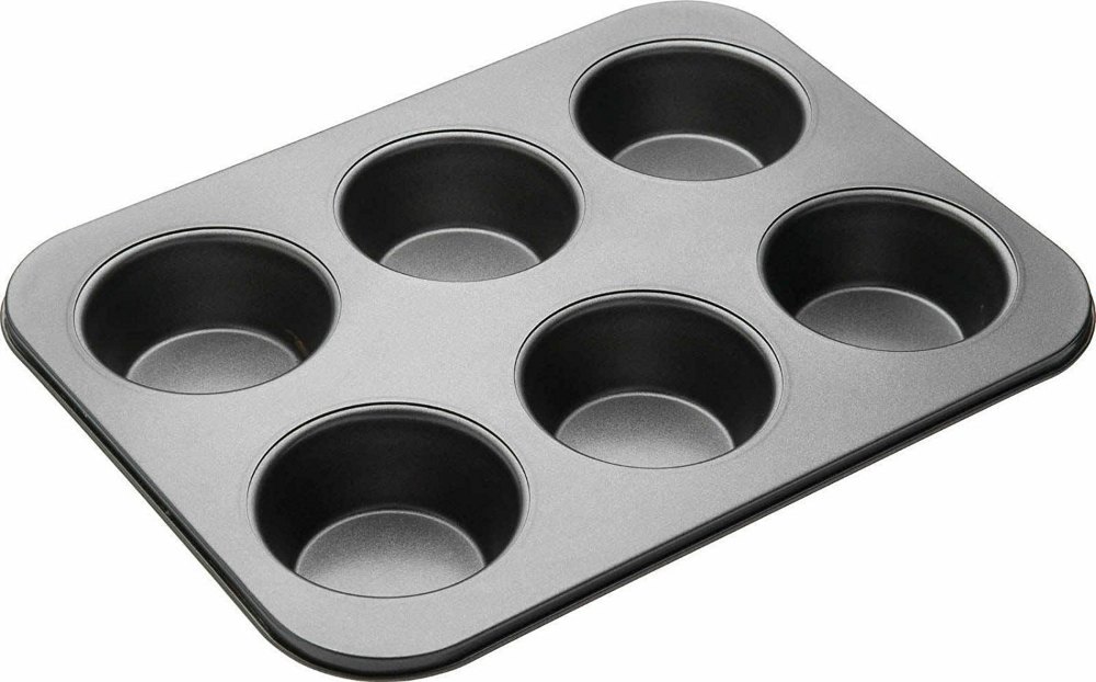 Black Carbon Steel 6 Muffin Cup Cake Mould Tray For Muffins Bake Ware