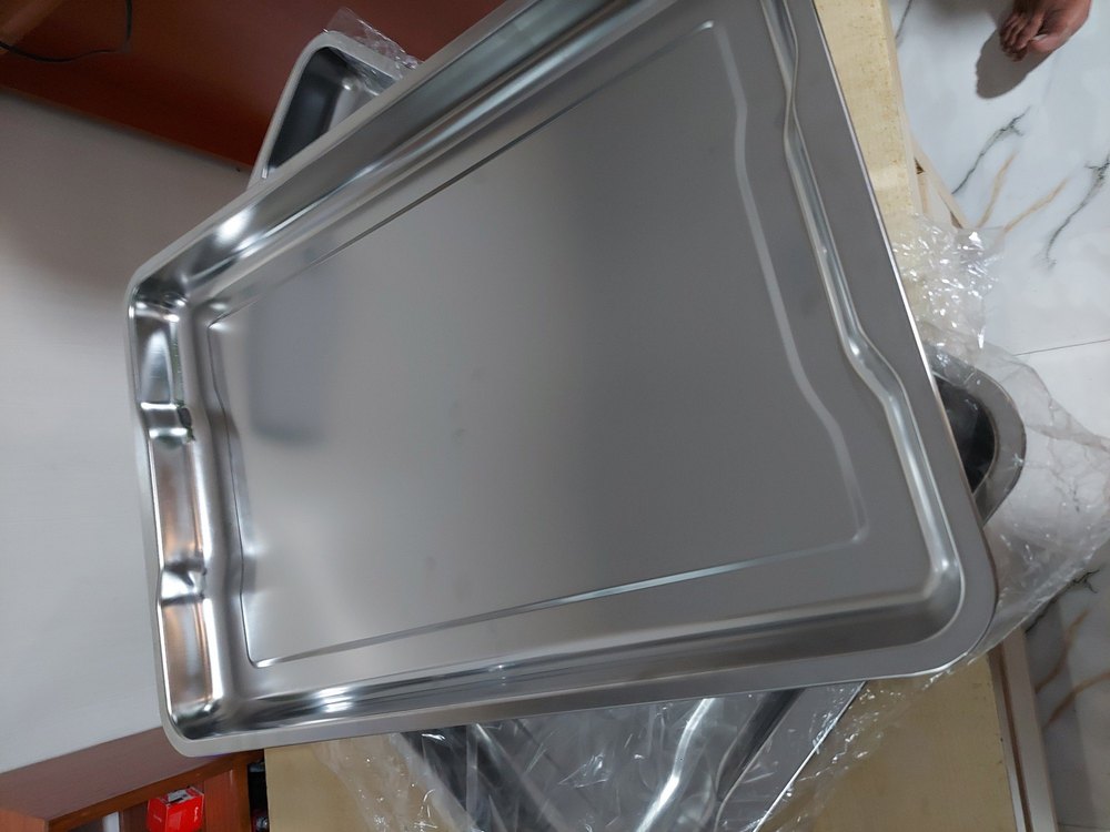 SS 304 Rectangular Stainless Steel Baking Tray, Thickness: 1mm, Size: 600 X 400 X 50