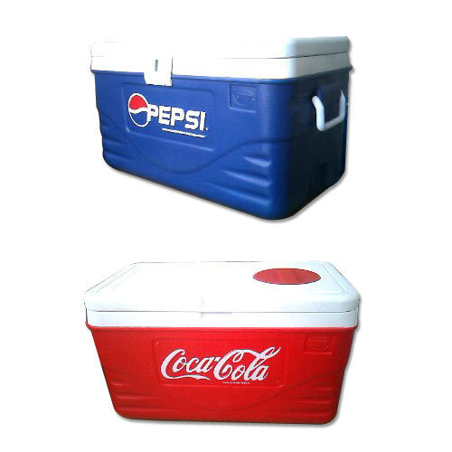 Plastic Red And Blue & White Cold Drink Insulated Ice Box, Size: 50 Ltr