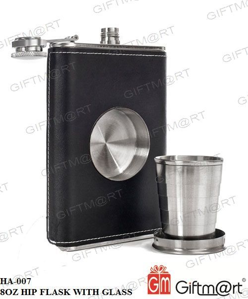 Giftmart Black Glass Hip Flask