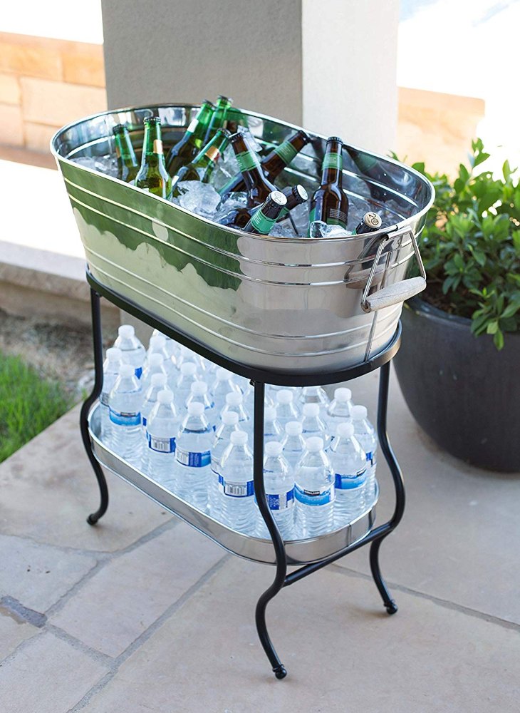 Stainless Steel Beverage Party Tub With Iron Stand