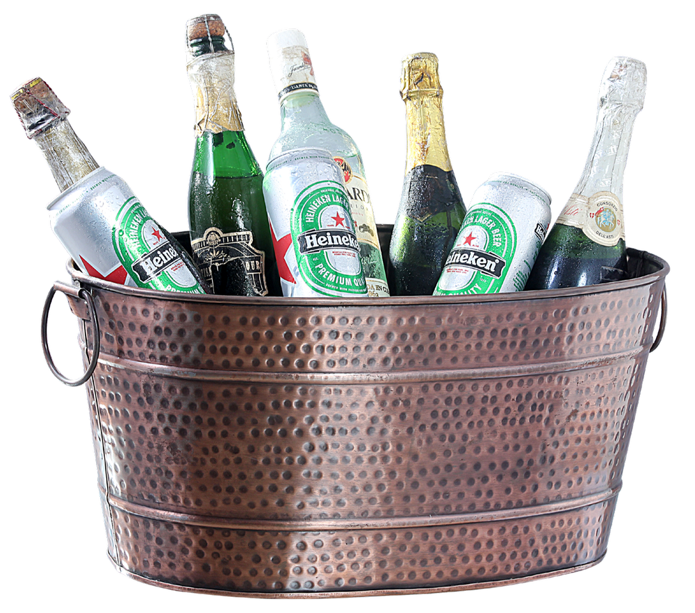 Stainless Steel SS/Copper/Copper/Smokey Copper Bar Tub for Multiple Beverages, Size: 18 X 12