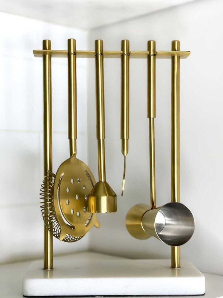 Golden Stainless Steel Bar Tool Set, For Home, Thickness: 10mm