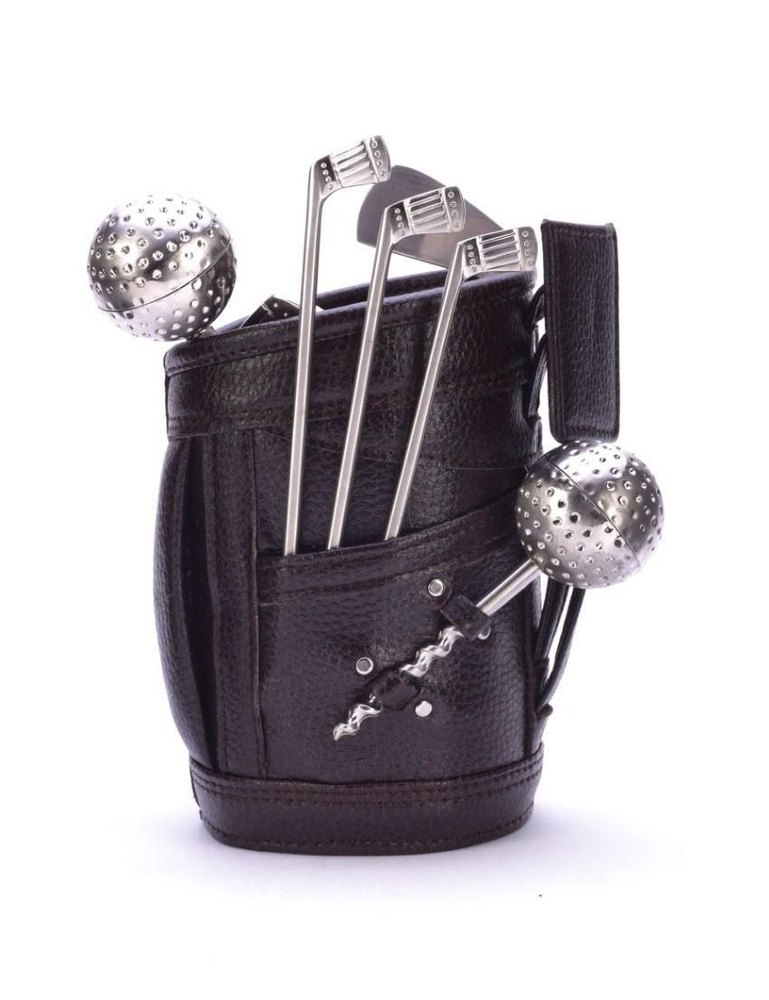 Black Brown Leather Golf Bar Set, Thickness: 5mm, Size: 12x6inch(LxW)