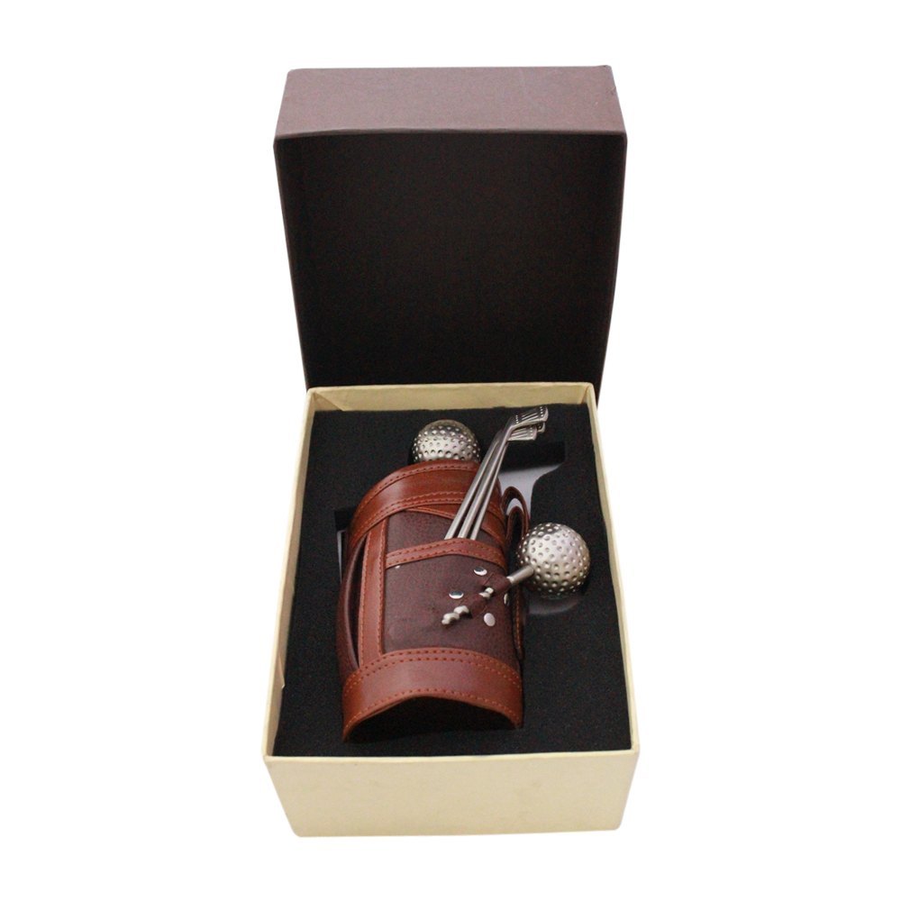 Leather and SS Brown and Silver Mini Golf Bar Set, Grade: SS316, Thickness: 3 mm