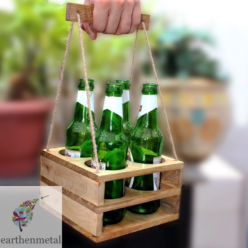 Earthen Metal 4 Handcrafted Bottle Holder