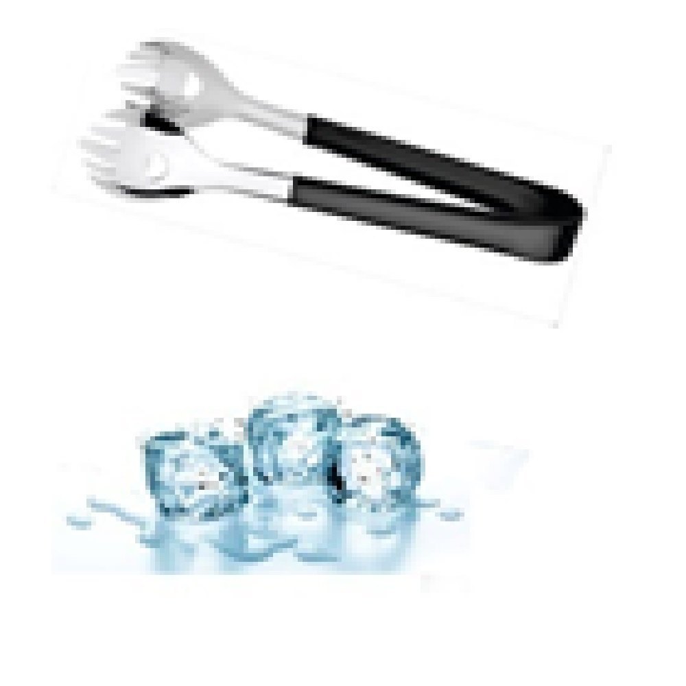 Silver and Black Plastic and Stainless Steel ICE Tong Vinyl, For Kitchen, Size: 17 cm