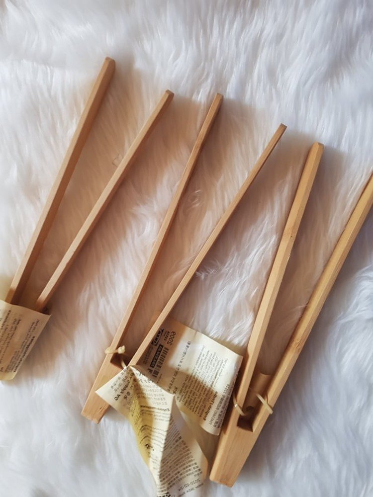 Bar Spoon Green & White 4.5inch Bamboo Serving Tong, For Kitchen, Thickness: 3 mm