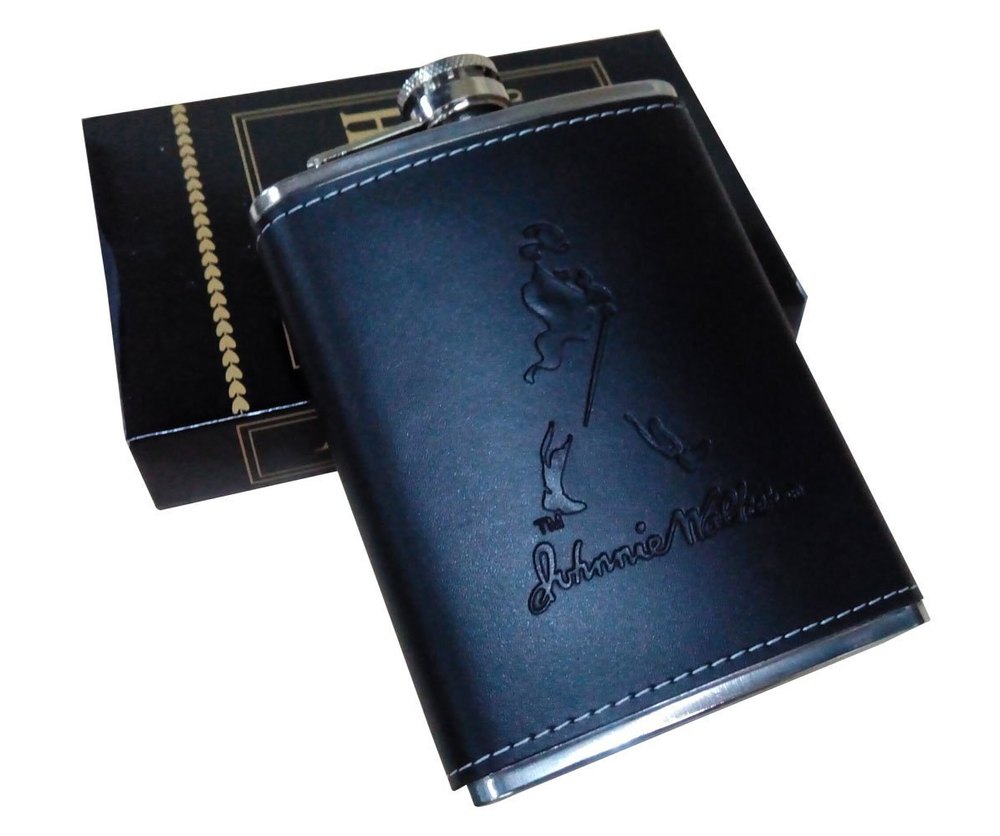 Leather Hip Flask, Size: 14 X 9.5 X 2.2 Cm