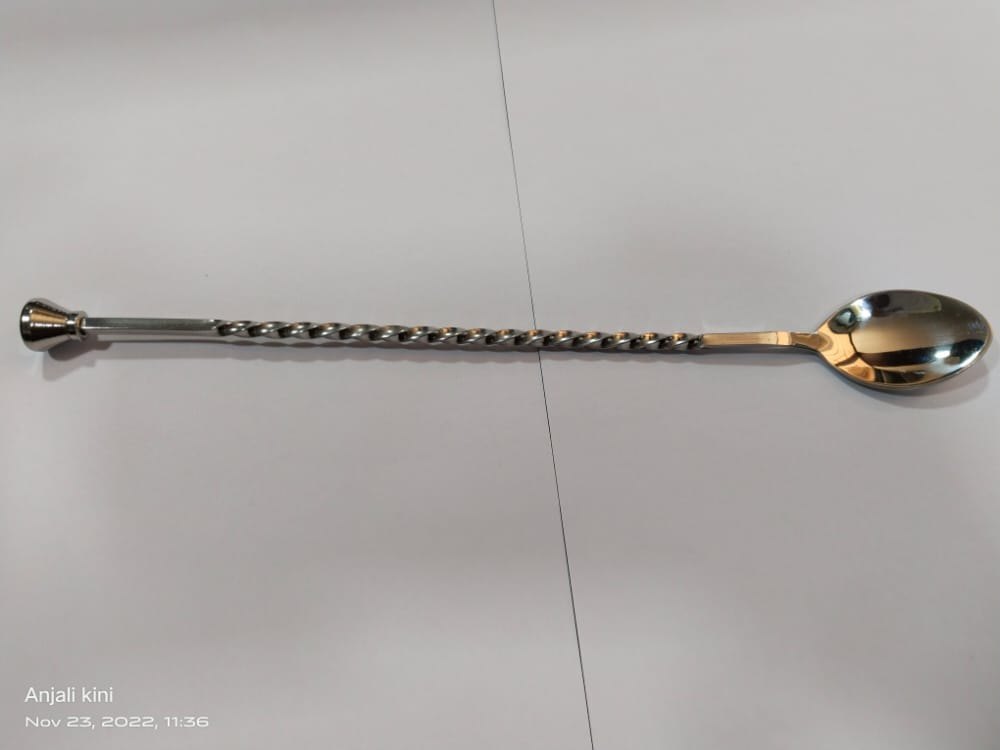 Silver Bar Spoon With Steel Knob, Thickness: 4MM, Size: 28CM