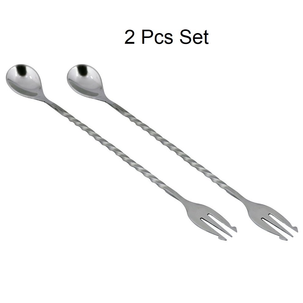 Stainless Steel Silver Bar Fork Spoon Stirrer, Size: 30 Cm