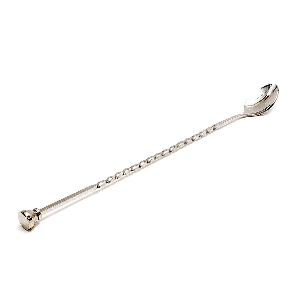 Stainless Steel Silver Bar Spoon with Muddler Top, Grade: SS304