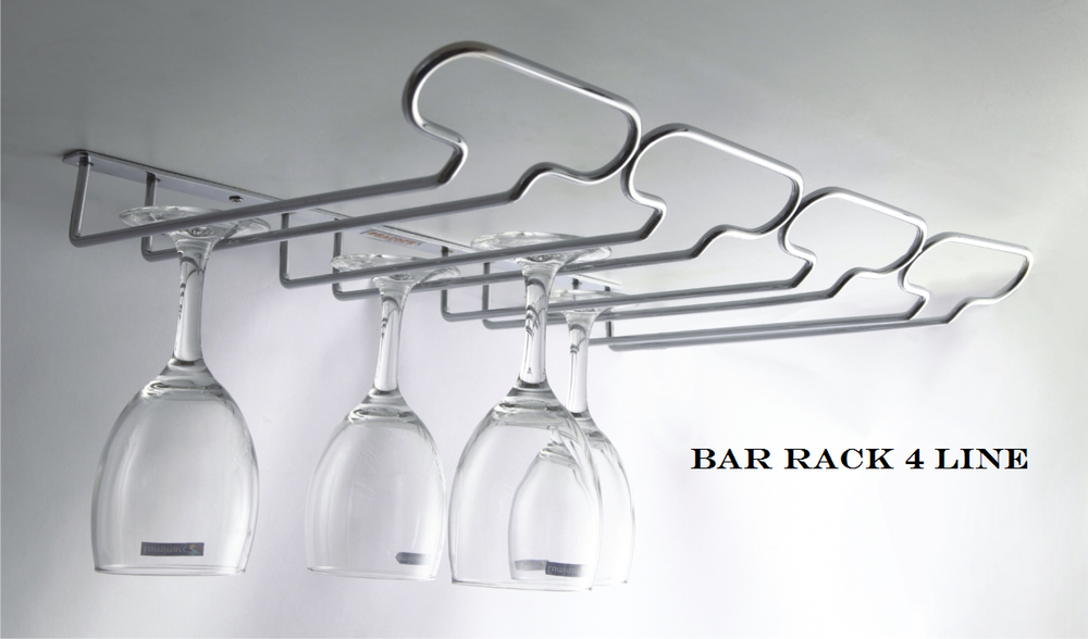 Silver Chrome Plated Bar Glass Holder 4 Line, Grade: SS 202