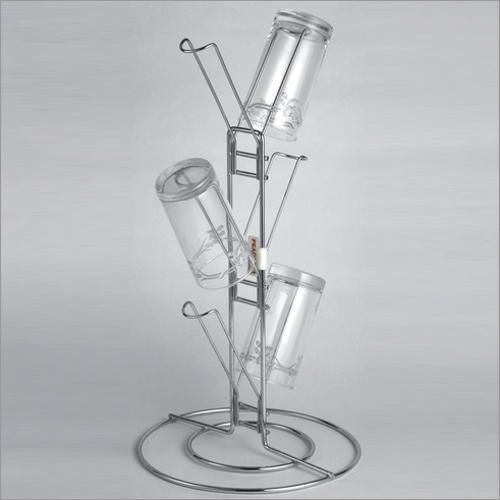 Gehwara Polished SS Standing Glass Holder 6 Line, For Kitchen
