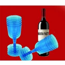 Plastic Wine Glass Blue 6CT