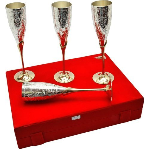 Silver Gold Plated Wine Glass Goblet Set