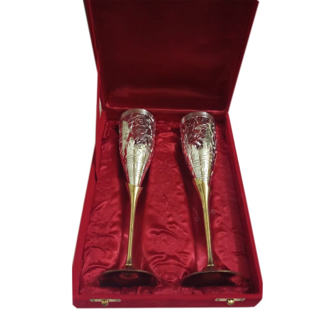Brass Silver Plated Wine Glass Set
