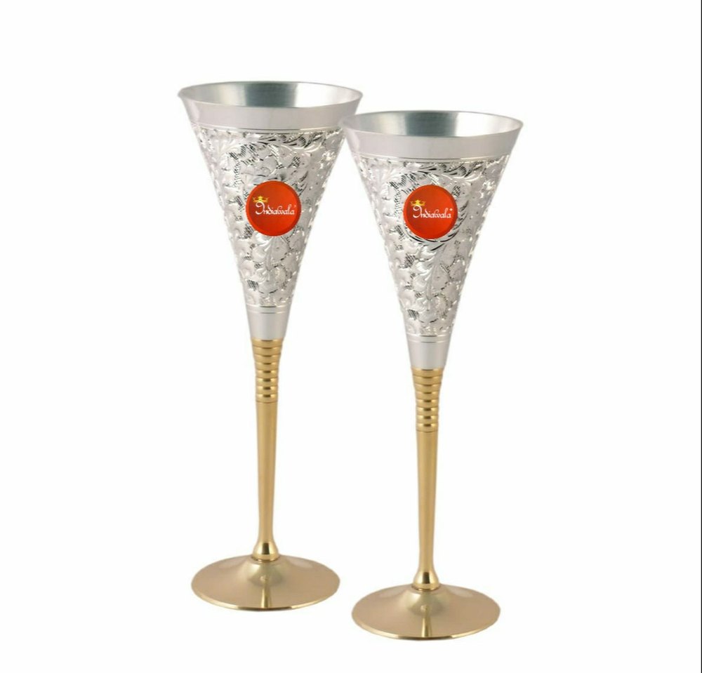 German Silver Wine Glass Goblet With Beautiful Velvet Box Packing Set Of 2 Pieces