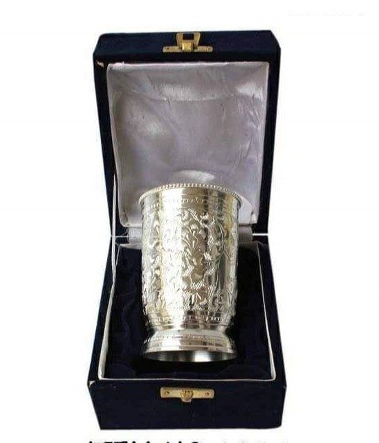 Silver Plated Brass Tumbler, Size: 20cmx15cmx9cm