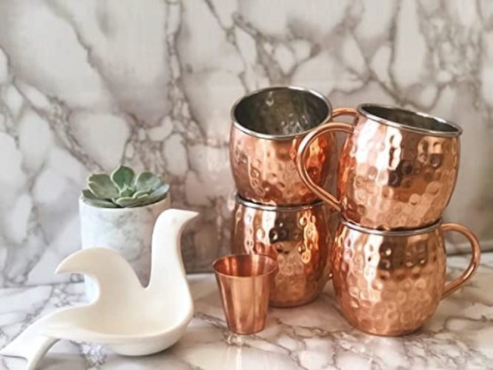 Festive Business Gift Steel Copper Mule Mug With Shot Glass