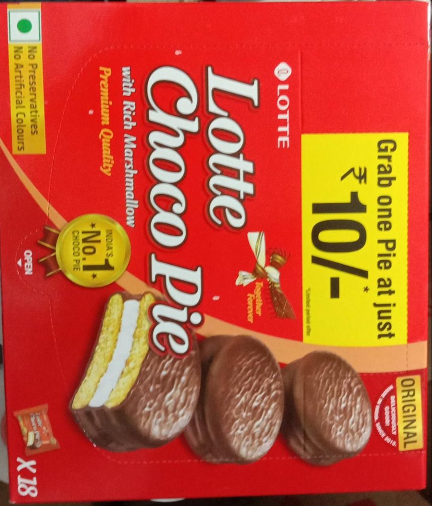 Chocolate Lotte Choco Pie, Round, Packaging Type: Box
