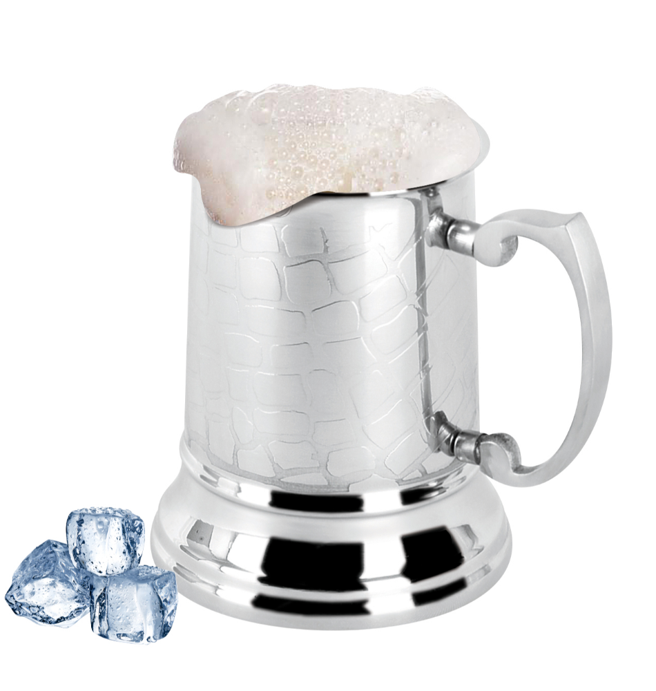 Silver Stainless Steel Beer Mug, Capacity: 400mL