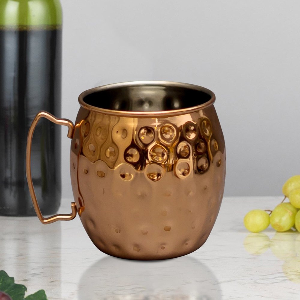 Stainless Steel Golden Brass Handled Bear Mug, Capacity: 350ml, Size: 4x3.5inch (widthxheight)