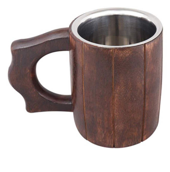 Wooden Steel Beer Mug, Capacity: 500 mL