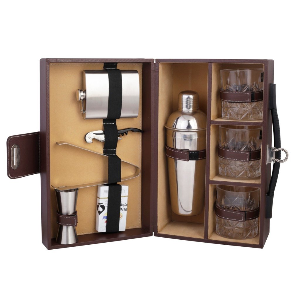 MANY Brown Mini Travel Bar Set, Packaging Type: Box