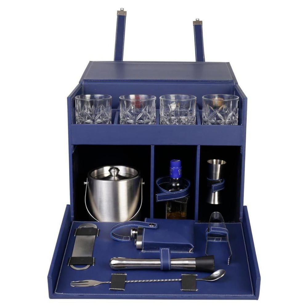 Blue Stainless Steel Gifting Bar Set, Packaging Type: Box, Thickness: 10 mm