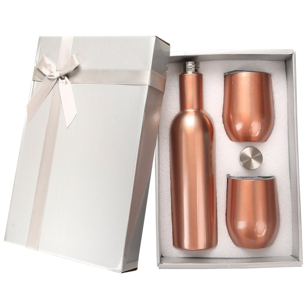Wine Gift Set- Stainless Steel Vacuum Insulated Wine Bottle & Stemless Glasses