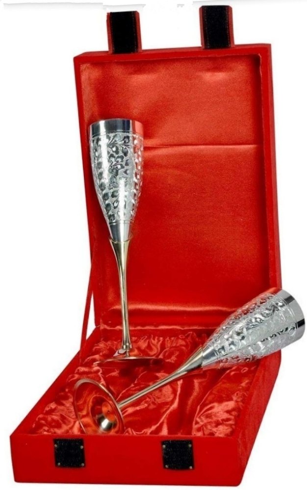 Fnsdeals Silver Brass Wine Glass Gift Set