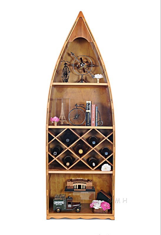 Antique Wind Bottle and Glass Holder Boat Rack
