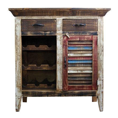 Wooden Distressed Wine Cabinet