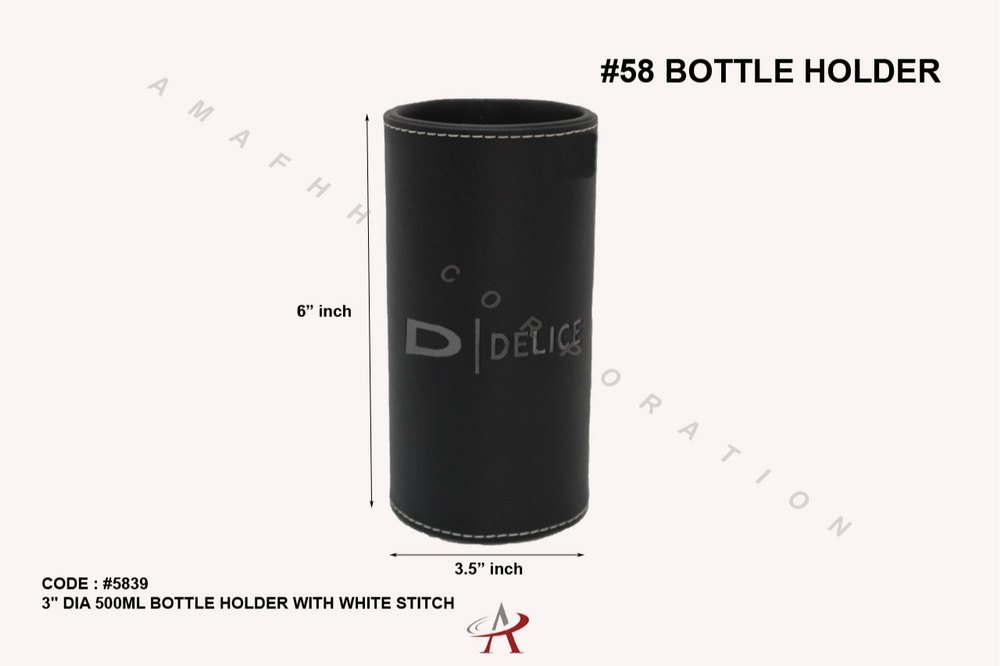 LEATHERETTE BOTTLE HOLDER, Size: 3.50 X 6 Inch