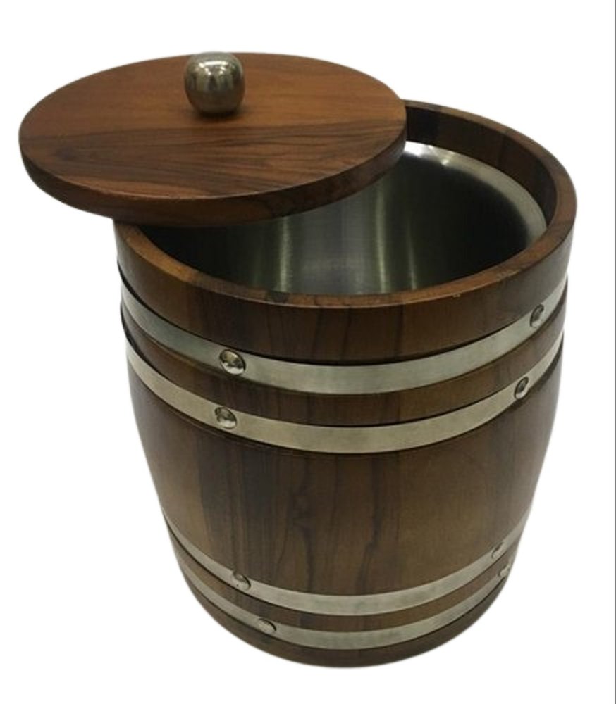 Brown Wooden Ice Bucket, For Bar, Size: 2feet