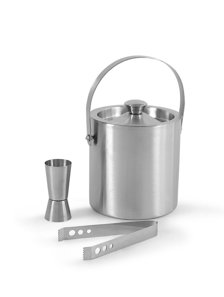 Silver Stainless Steel Ice Bucket Mat 1.5 Ltr & 1 Ltr, For Bar, Packaging Type: Box
