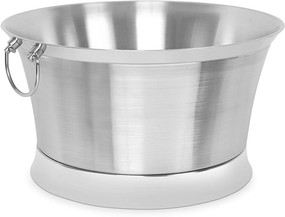Silver Double Wall Round Beverage Tub - Stainless Steel, Size: 17x17x9.4 Inches