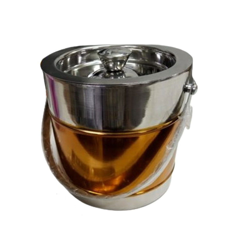 Golden And Silver 1500ml SS Ice Bucket, For Hotel