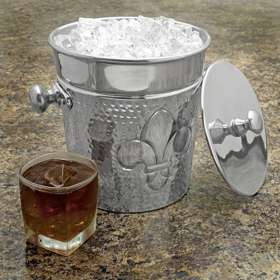 Silver Stainless Steel Hammered Ice Bucket, For Hotel, Bar & Home, Packaging Type: Box